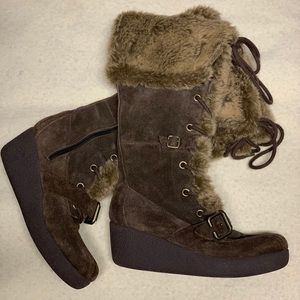 REPORT Explorer Cocoa Suede Lace-Up Wedge Boots